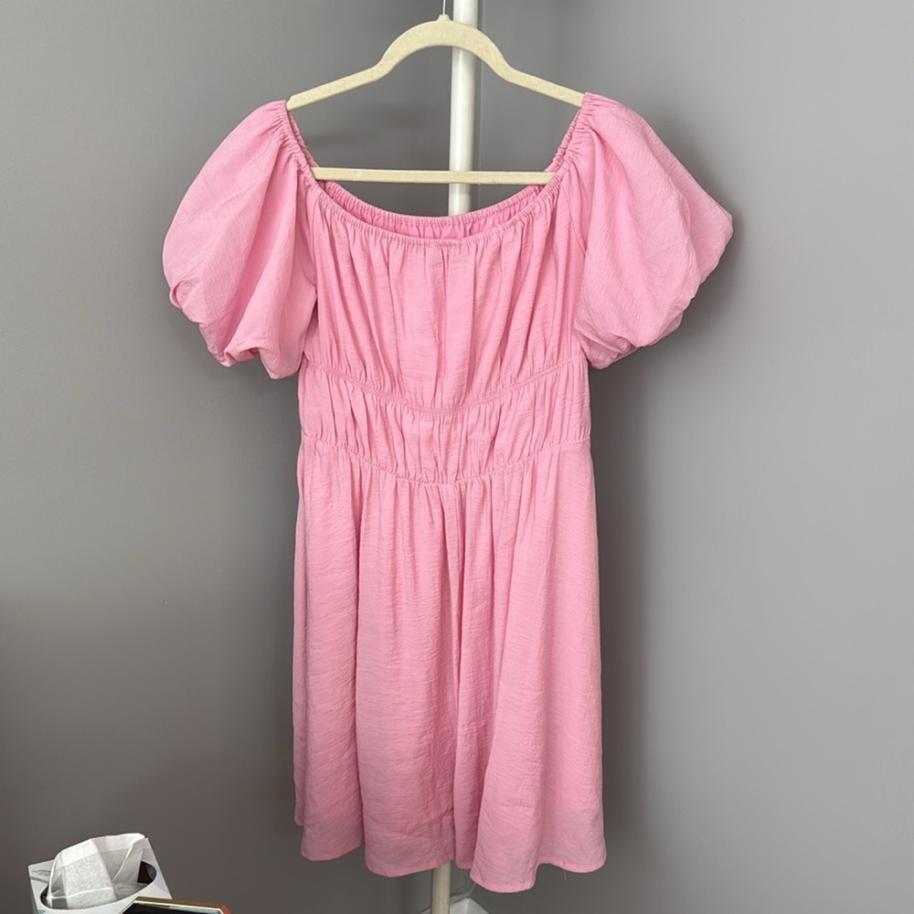 Pink Dress with ruffle sleeves
